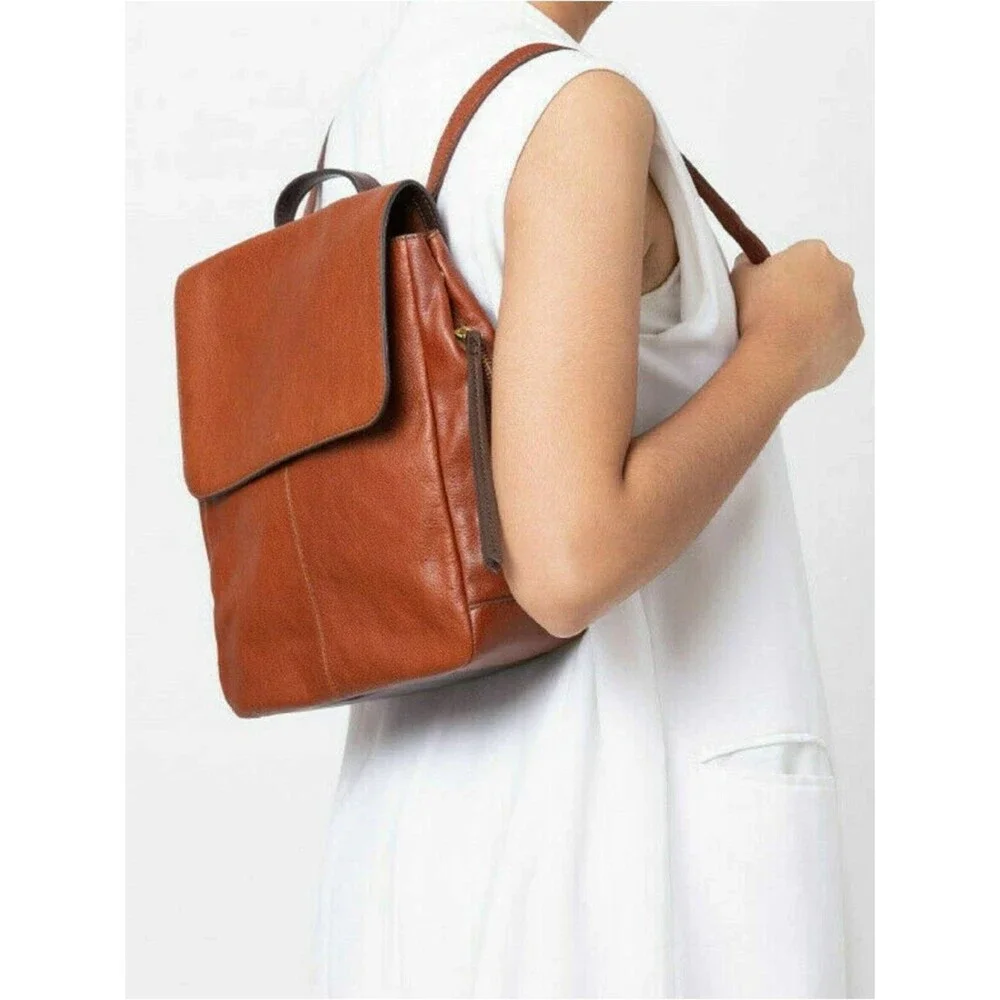 Fossil Claire Brandy Leather Backpack SHB1932213 Brown Brass women’s bag EUC